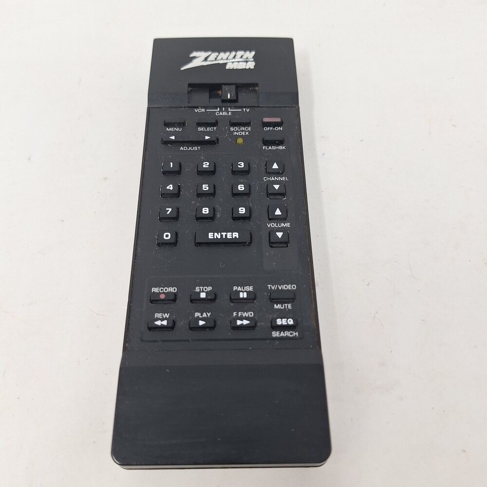 Zenith MBR 24-3218 Black VCR TV Remote Contol Vintage Genuine Original Untested